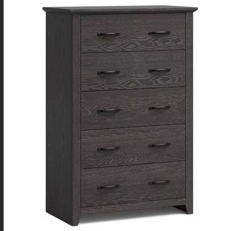 Photo 1 of 31 in. Width 5-Drawer Chest of Drawers Storage Dresser Tall Cabinet Organizer Bedroom Hallway in Dark Grey