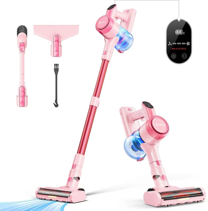 Photo 1 of Pink Cordless Vacuum Cleaner, 380W Brushless Motor, 50 Min Runtime, 28Kpa Suction, Pink