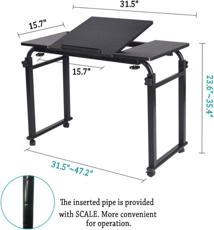 Photo 2 of KOMOREBI Overbed Table with Wheels Laptop Desk Cart Table Over The Bed Table Adjustable Height and Length for Hospital and Home use