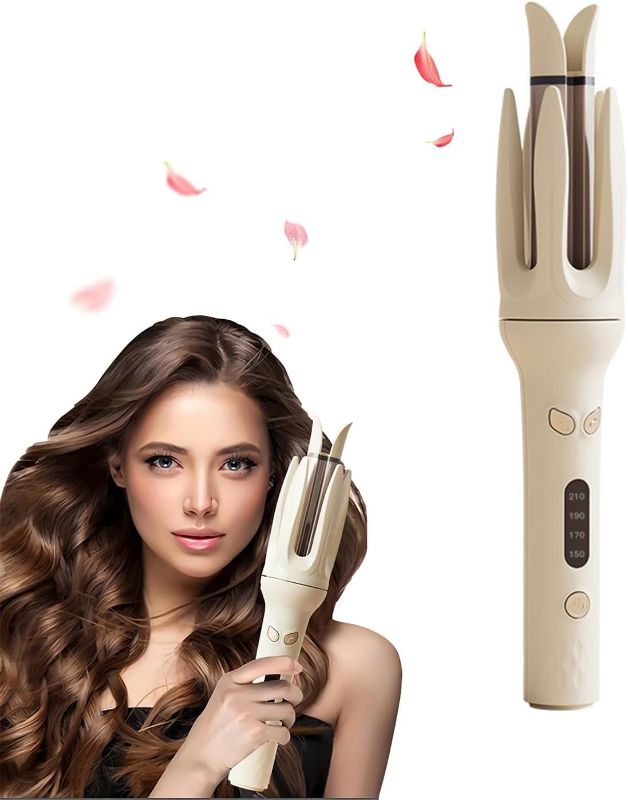 Photo 1 of Rotating Curling Iron, Automatic Curling Iron with 4 Temperature & 3 Timer, Hair Waver with Anti-Tangle, Anti-Scald and Auto-Off, Double Voltage Rotating Curling Iron for Hair Styling