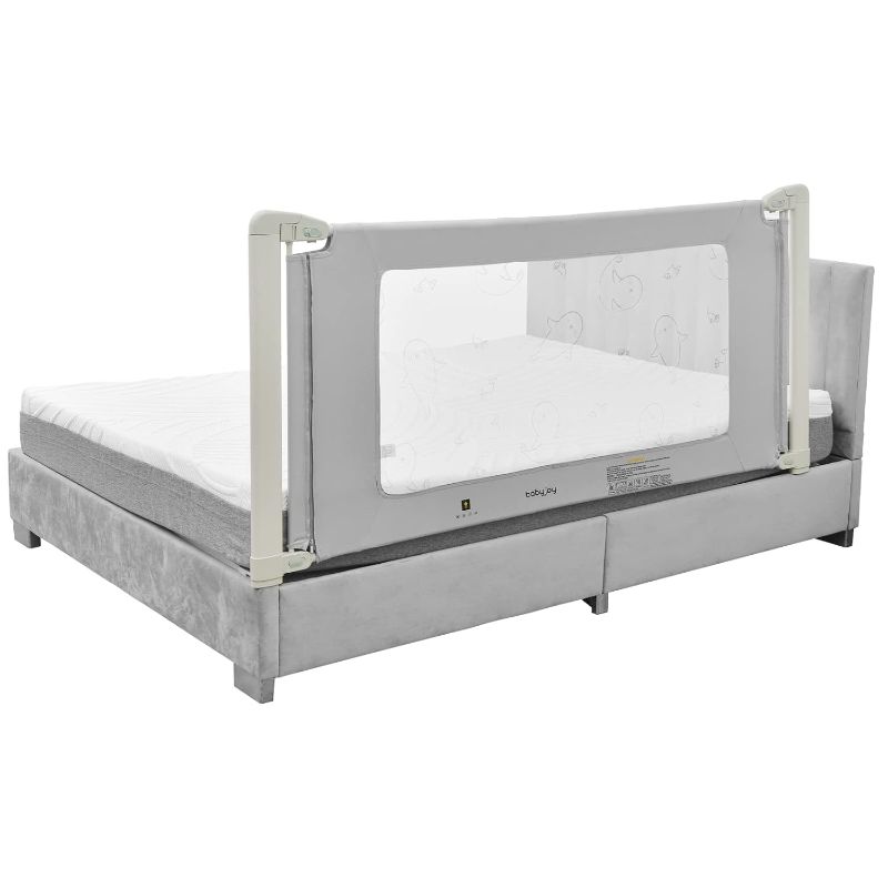 Photo 1 of BABY JOY Bed Rails for Toddlers, 70'' Extra Long, Height Adjustable Kids Rail Guard w/Double Safety Lock for Convertible Crib, Folding Baby Bedrail for Twin Double Full Size Queen King Mattress, Gray