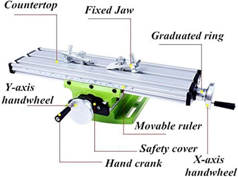 Photo 2 of Mini Milling Machine Work Table Vise Portable Compound Bench X-Y 2 Axis Adjustive Cross Slide Table , for Bench Drill Press 12.2inches-3.54" (310mm 90mm)