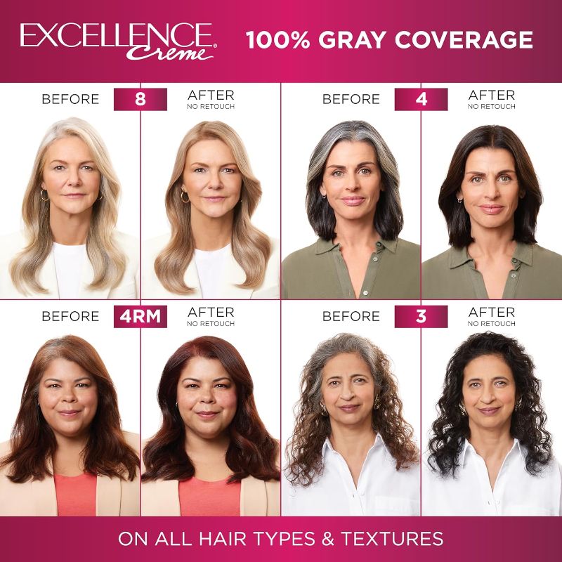 Photo 2 of L'Oreal Paris Excellence Creme Permanent Triple Care Hair Color, 5G Medium Golden Brown, Gray Coverage For Up to 8 Weeks, All Hair Types, Pack of 1