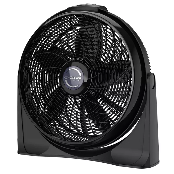 Photo 1 of 20 in. 3 Speeds Cyclone Floor Fan in Black with 90 Degrees Tilt Adjustment, Built-in Carry Handle, Wall Mountable
