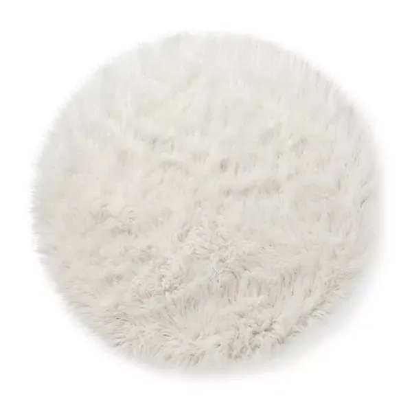 Photo 1 of 3' Faux Fur Round Kids' Rug White - Pillowfort™
