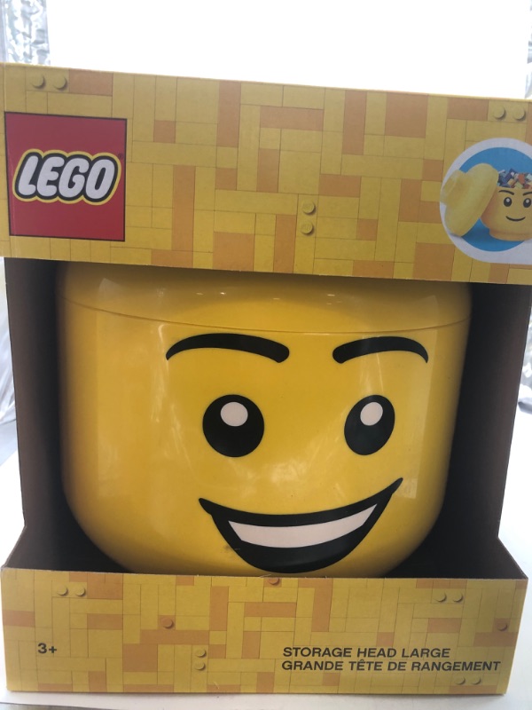 Photo 1 of LEGO Iconic Storage Head Large, Stackable Storage Box, 8,5 L, Yellow, Happy Boy
