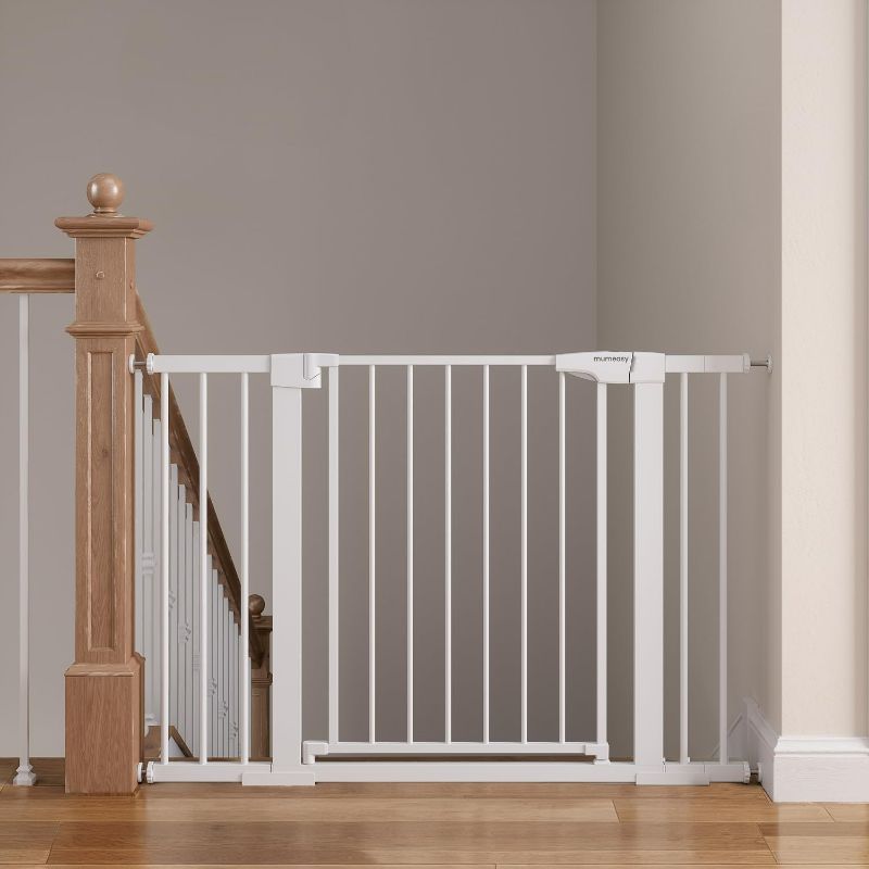 Photo 1 of Baby Gate for Stairs, 29.6"-46" Pressure Mounted Pet Gate with Walk Through Door, Auto Close Dog Gate for House, Stairs, Doorways
