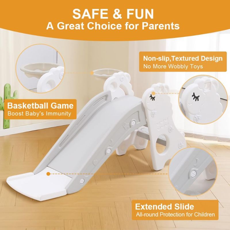 Photo 1 of Indoor Slide for Kids Age 1-3 - Toddler Slide Indoor Baby Slide with Climber Ball Pit Slide in Pearl White Kids Indoor Slide Toddler Indoor Slide