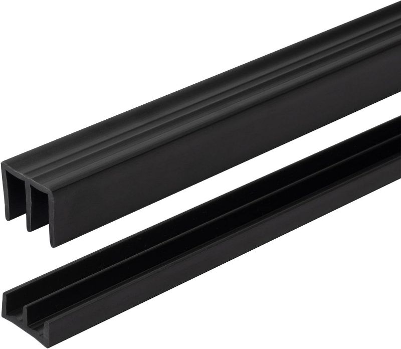 Photo 1 of 4 Ft. Long Black Plastic Sliding Door Track Set for 1/4" Thick Panels (Pack of 1) by Outwater Plastics
