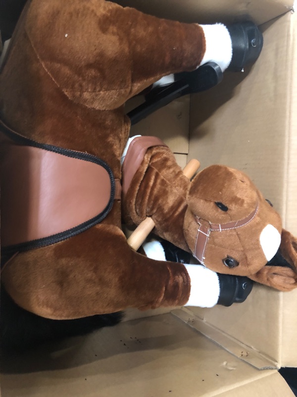 Photo 2 of Ride on Horse Toys, Kids Riding Horse Toys Ride on Toys for 3-5 Years Old, Premium Plush Animals Toys Walking Horse with Wheels (Brown, 29.92" L x 9.84" W x 31.12" H)
