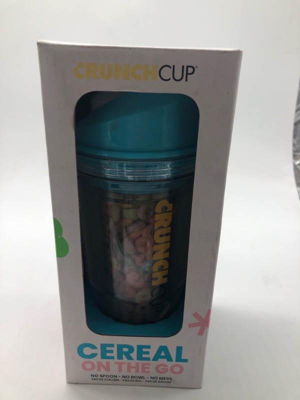 Photo 2 of CrunchCup XL Blue: Portable Plastic Cereal Cup for Breakfast on the Go, BPA-Free & Dishwasher-Safe
