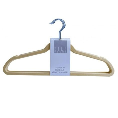 Photo 1 of Beige Non-Slip Velvet Hangers (10 Pack)
