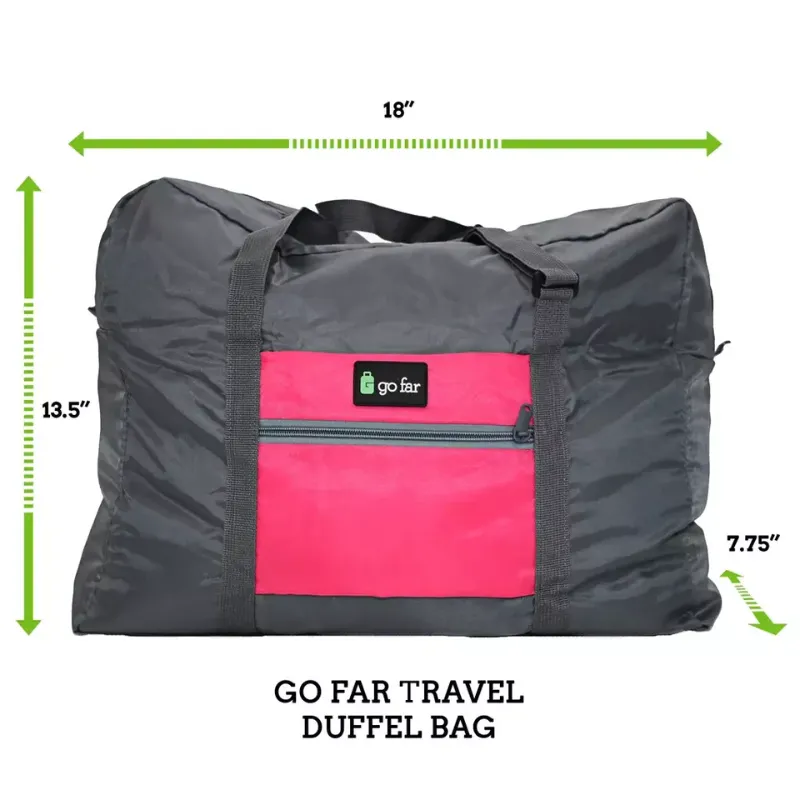 Photo 2 of Go Far Compact Foldable Pocket Travel Bag for Business and Personal Travel PINK