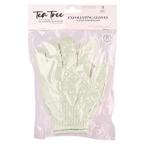 Photo 1 of Bathtopia Infused Exfoliating Gloves (2 Pack) (Tea Tree)
