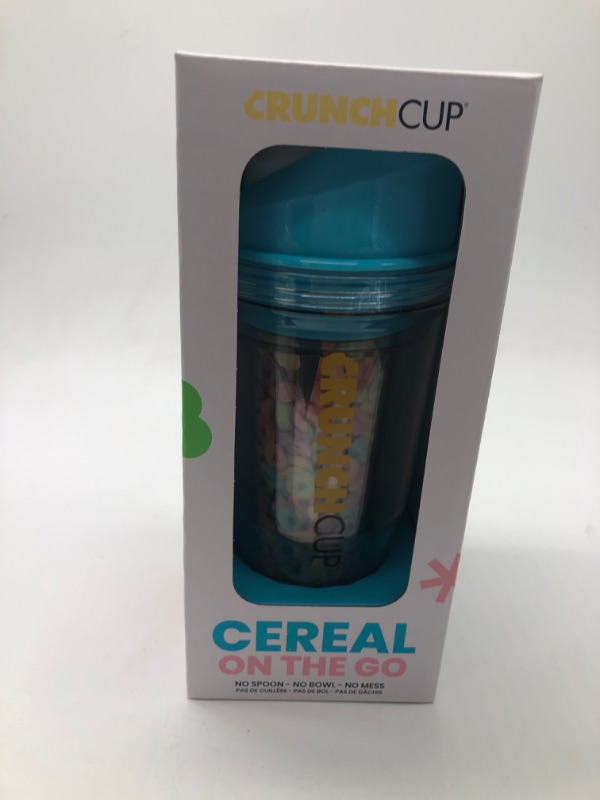 Photo 2 of CrunchCup XL Blue: Portable Plastic Cereal Cup for Breakfast on the Go, BPA-Free & Dishwasher-Safe
