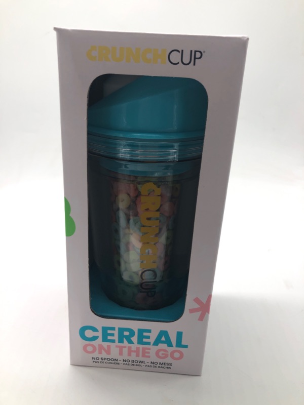 Photo 2 of CrunchCup XL Blue: Portable Plastic Cereal Cup for Breakfast on the Go, BPA-Free & Dishwasher-Safe
