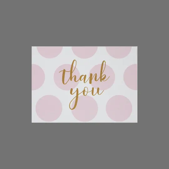 Photo 1 of Pack of 40 "Thank you" with Pink Circles Julu Cards with gold envelopes. 