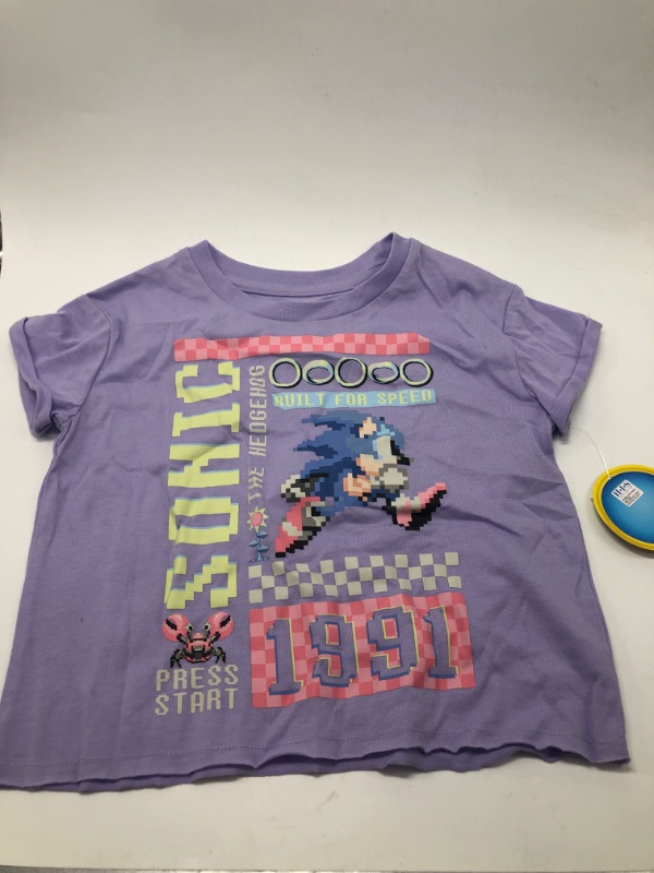 Photo 2 of Lavender XS Girls' Sonic the Hedgehog Boyfriend Short Sleeve Graphic T-Shirt - 