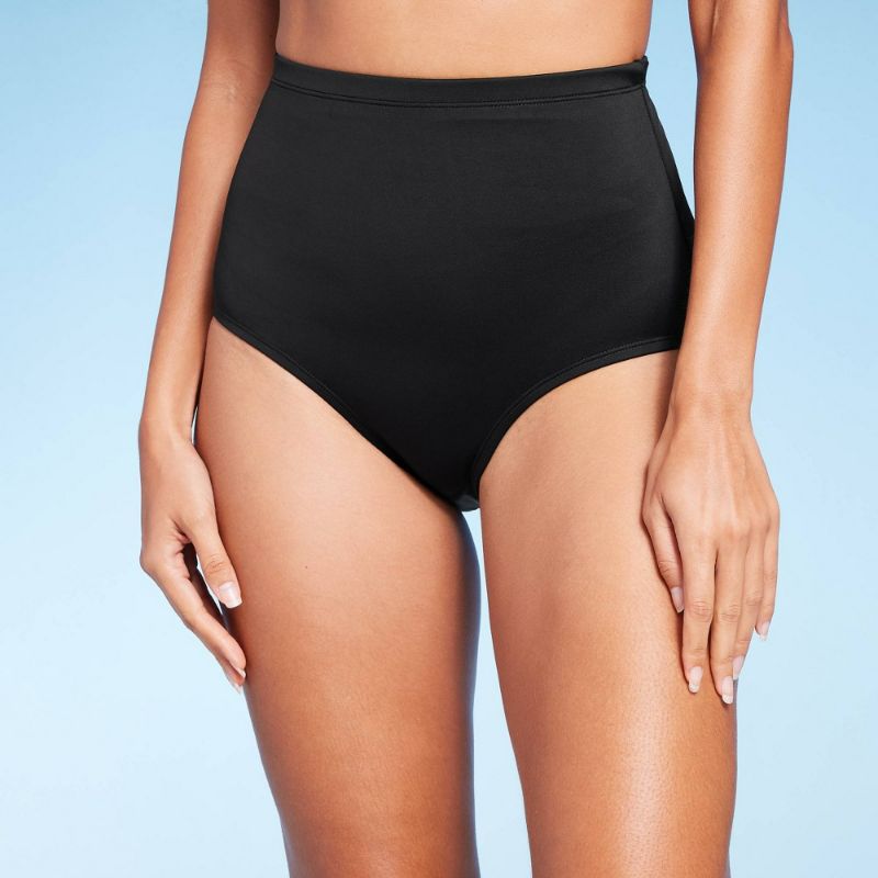 Photo 1 of Black M Women's Full Coverage Tummy Control Extra High Waist Bikini Bottom - Kona Sol™ 
