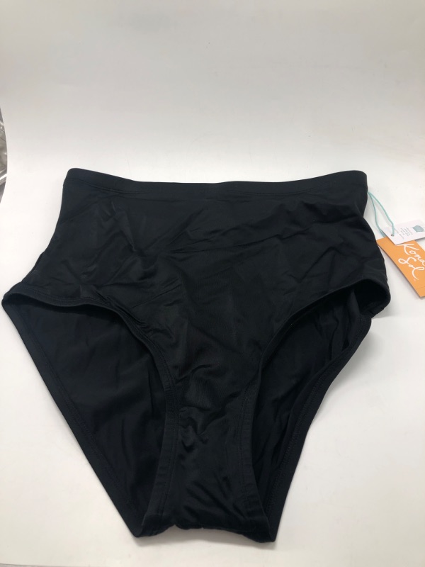 Photo 2 of Black M Women's Full Coverage Tummy Control Extra High Waist Bikini Bottom - Kona Sol™ 
