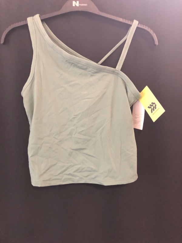 Photo 2 of Girls' XL Asymmetrical Cropped Tank Top - All in Motion™ Green 
