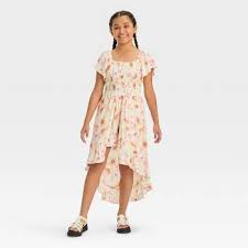 Photo 1 of Girls' Smocked Bodice Flutter Sleeve Walk Through Dress - art class Off-White S