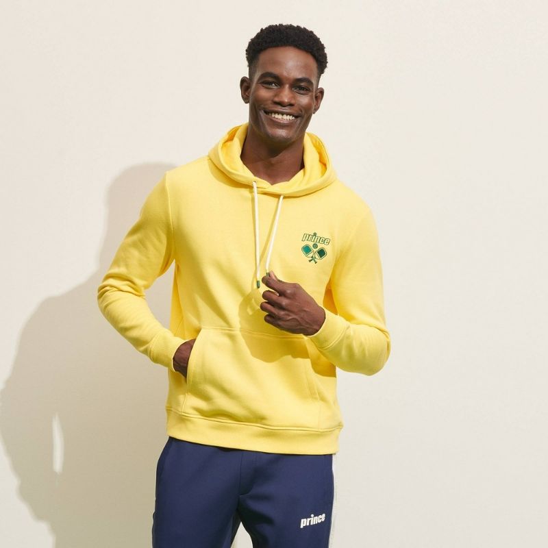 Photo 1 of Large Prince Pickleball Men's Fleece Hooded Pullover Sweatshirt - Yellow 
