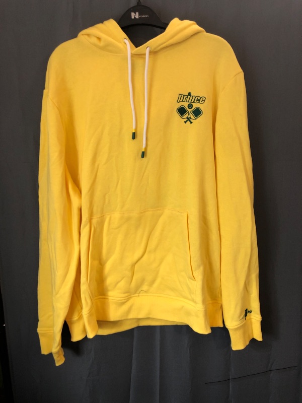 Photo 2 of Large Prince Pickleball Men's Fleece Hooded Pullover Sweatshirt - Yellow 
