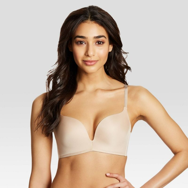 Photo 1 of 34D Maidenform Self Expressions Women's Wireless Plunge Push-up Bra SE1189 - Beige 
