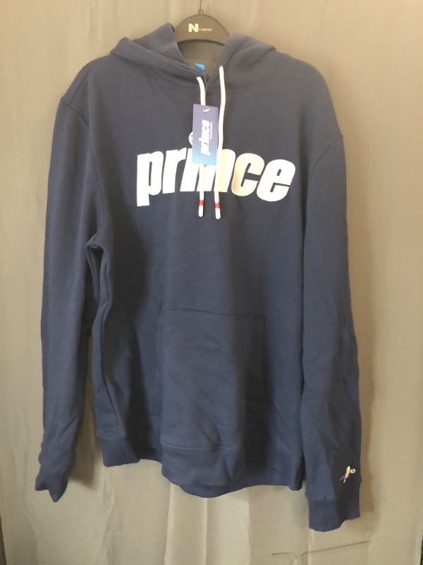 Photo 2 of Large Prince Pickleball Men's Fleece Hooded Pullover Sweatshirt - Navy Blue 
