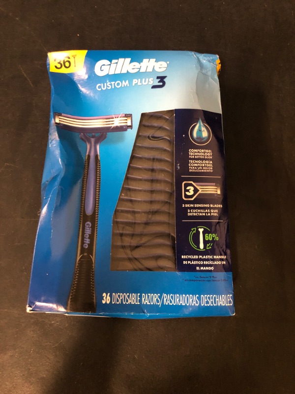 Photo 2 of Gillette Custom Plus3 Disposable Razors 36-count
