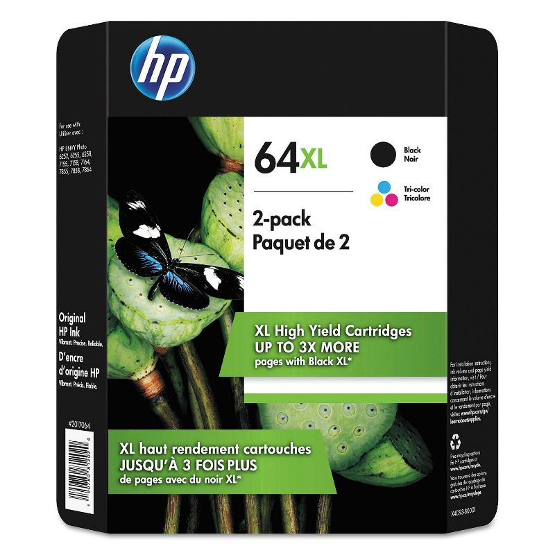 Photo 1 of HP 64XL High Yield Original Inkjet Cartridge Black/Tri-Color 2 Pack
