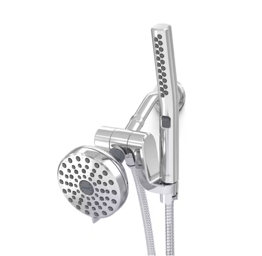 Photo 1 of Waterpik 12-spray 5 in. High PressureDual Shower Head and Handheld Shower Head in Chrome
