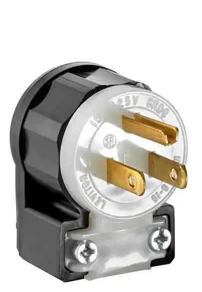 Photo 1 of Leviton 15 Amp 125-Volt Angle Plug, Black and White