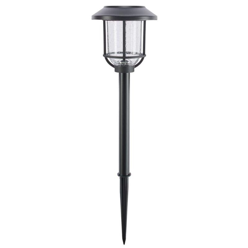 Photo 1 of Hampton Bay Millbrook 14 Lumens Solar Black LED Metal and Glass Landscape Pathway Light (4-Pack)
