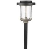 Photo 1 of Charleston 20 Lumens Solar 2-Tone Black and Grey Diecast LED Path Light with Seedy Glass Lens and Vintage Bulb (4-Pack)
