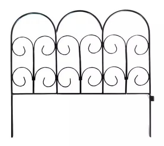 Photo 1 of 3 pack Vigoro Chelsea 16 in. H x 18 in. W Black Garden Fence