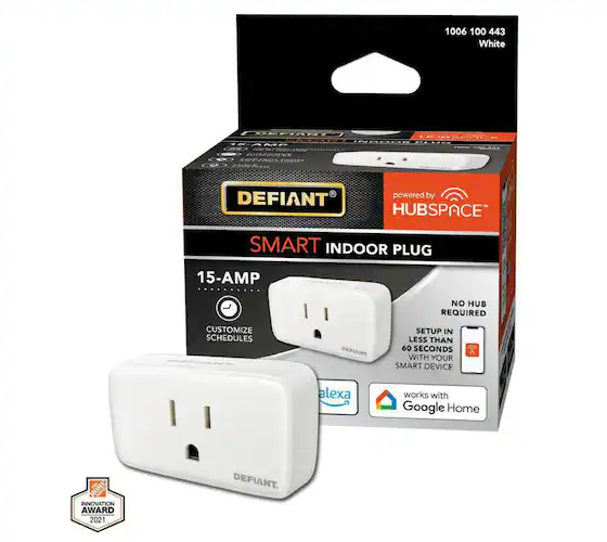 Photo 1 of 3 Pack Defiant 15 Amp 120-Volt Indoor Smart Plug & Timer Wi-Fi Bluetooth Single Outlet Powered by Hubspace