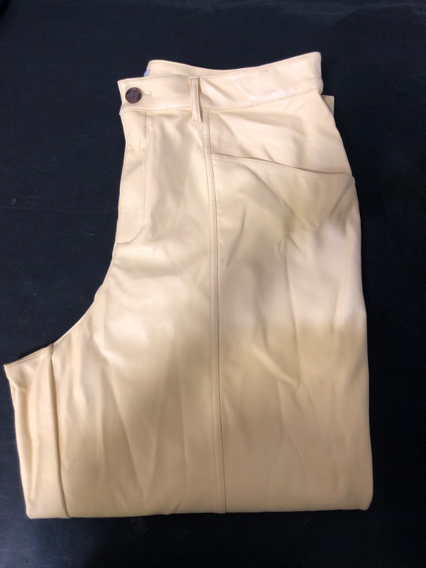 Photo 2 of Size 17 Women's High-Rise Faux Leather Ankle Trousers - A New Day Yellow 