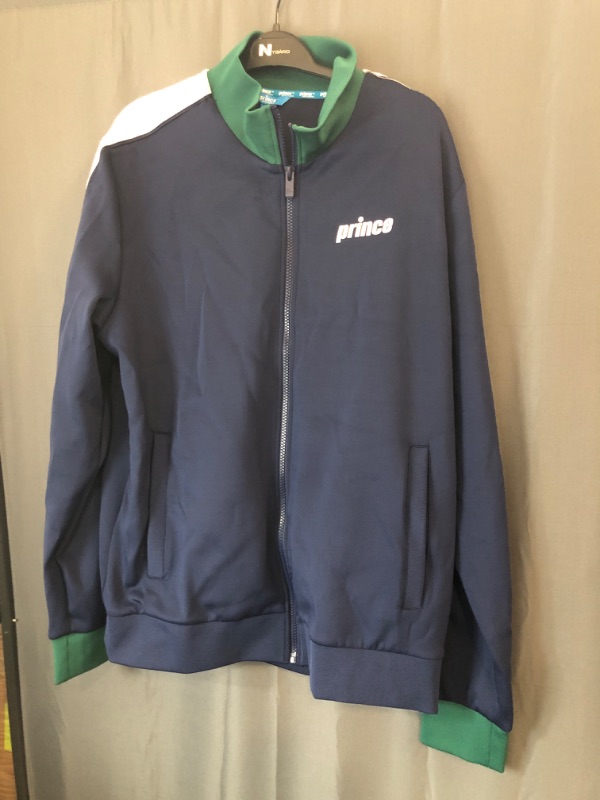 Photo 2 of Large Prince Pickleball Men's Zip-Front Warm-up Jacket - Navy Blue 
