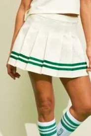 Photo 1 of Large Prince Pickleball Skirt Womens Cream Ivory Large Mid-Rise Striped Pleated Tennis
