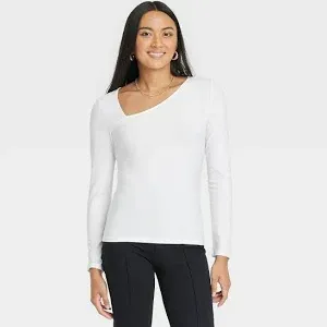 Photo 1 of Large Women's Slim Fit Long Sleeve Blouse - A New Day White 