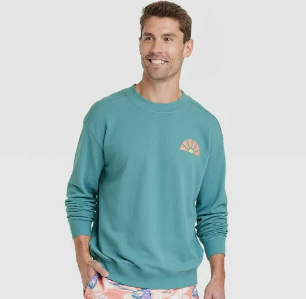 Photo 1 of  Medium Men's French Terry Crewneck Pullover Sweatshirt - Goodfellow & Co Light Blue 