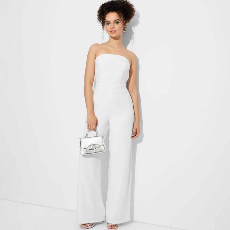 Photo 1 of XXS Women's Wide Leg Tube Jumpsuit - Wild Fable™ White 
