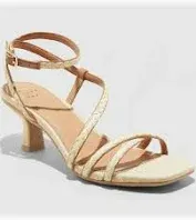 Photo 1 of Size 11 A New Day Women's 2" Louis Low Buckle Heels Sandals Faux Leather Strappy
