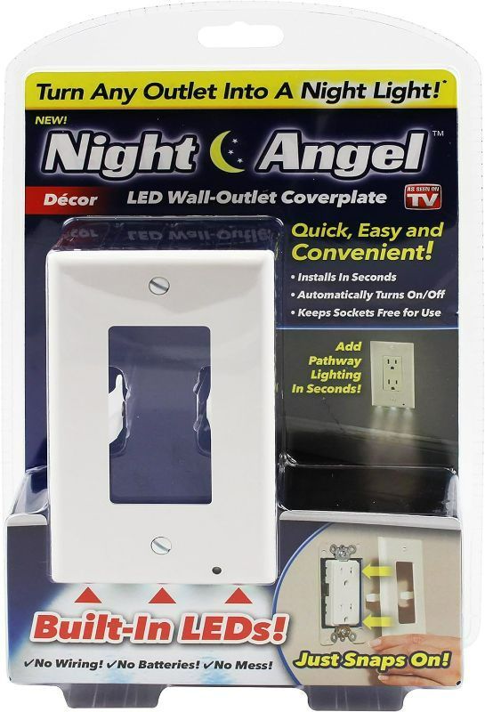 Photo 1 of 3 Pack NIGHT ANGEL DECOR Coverplate with Automatic Light Sensor and Built-in LED Guidelights for Square Outlets-Decor.