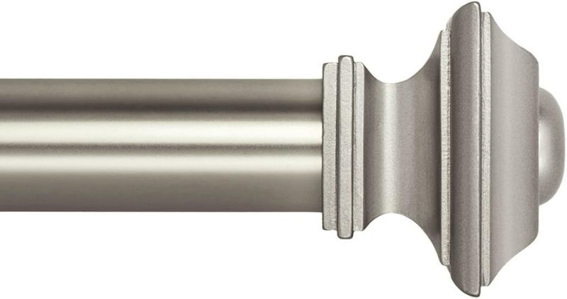 Photo 1 of Ivilon Drapery Treatment Window Curtain Rod - Square Design 1 1/8 Rod. 72 to 144 Inch. Satin Nickel
