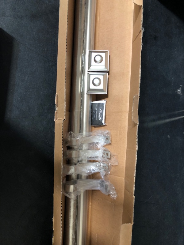 Photo 1 of Ivilon Drapery Treatment Window Curtain Rod - Square Design 1 1/8 Rod. 72 to 144 Inch. Satin Nickel
