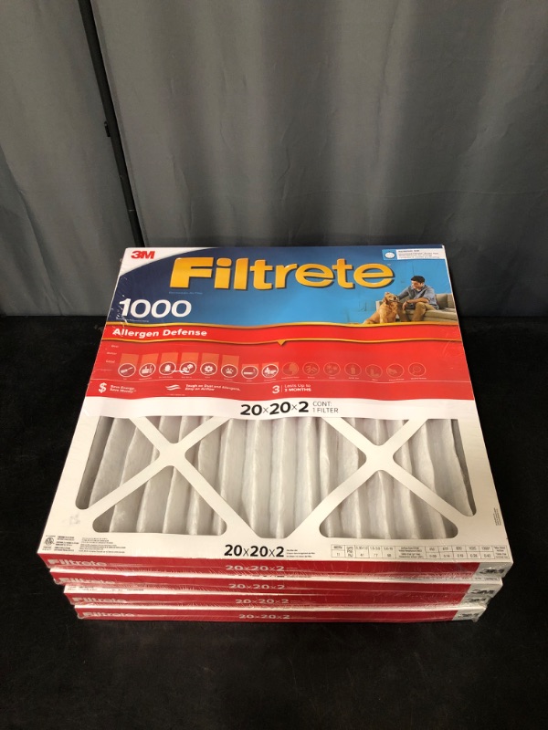 Photo 3 of Filtrete 20x20x2 AC Furnace Air Filter, MERV 11, MPR 1000, Micro Allergen Defense, 3-Month Pleated 1-Inch Electrostatic Air Cleaning Filter, 4 Pack (Actual Size 19.5 x 19.5 x 1.75 in)
