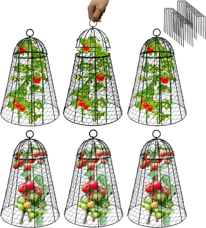 Photo 1 of Garden Cloches for Plants Extra Large Sapbontchi Garden Cloche Chicken Wire Cloche for Plants Cages Cover Plant Protectors from Animals in Outdoor Vegetable Garden Set of 6 Plant Cloche 20" H x 12" D
